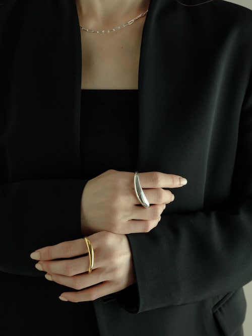 s925 Curve Double Finger Ring | Lncs