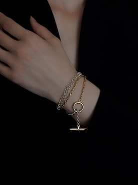 「mame（マメ）のアイテム（ノーカラージャケット）」を使った、ISOLATION JEWELRYさん（レディース・159cm）の冬コーディネート