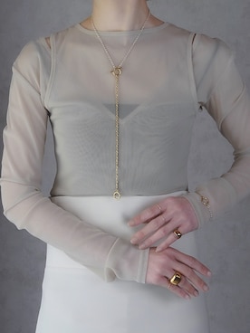 「ISOLATION（アイソレーション）の【ISOLATION / アイソレーション】silver925 Unisex Combination Long Necklace/ コンビネーション マンテルネックレス ロング（ネックレス）」を使った、ISOLATION JEWELRYさん（レディース・159cm）の春コーディネート