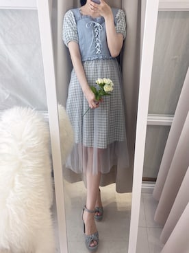 「ライトブルー」｜「アイテム（ワンピース）」を使った、𝒩𝒶𝓃𝒶🐈さん（レディース・158cm）の夏コーディネート
