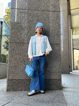 「ピアス」｜「アイテム（ニットキャップ/ビーニー）」を使った、RYOTAROさん（メンズ・173cm）の秋コーディネート