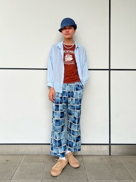 「OVERRIDE（オーバーライド）のアイテム」を使った、RYOTAROさん（メンズ・173cm）の夏コーディネート
