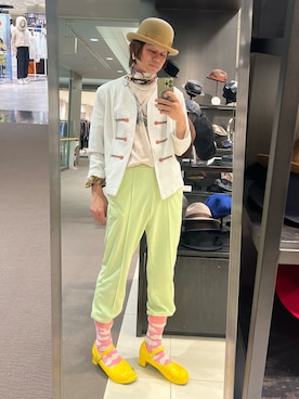 「アイテム（ノーカラージャケット）」を使った、RYOTAROさん（メンズ・173cm）の秋コーディネート
