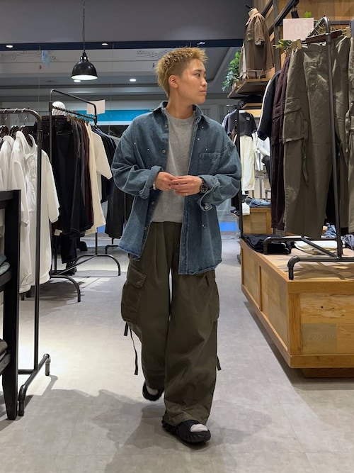 セール】Denim paint big shirt/デニムペイントオーバーサイズシャツ