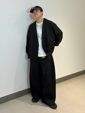 「RAGEBLUE（レイジブルー）のボスリントンサングラス（サングラス、ブラック系）」を使った、shuさん（メンズ・159cm）の夏コーディネート