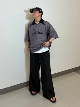 「RAGEBLUE（レイジブルー）の＜接触冷感/吸水速乾＞BLURRED CIRCLE LOGO SLEEVELESS TEE/ボカシサークルロゴノースリＴシャツ（Tシャツ/カットソー、ホワイト系）」を使った、shuさん（メンズ・159cm）の夏コーディネート