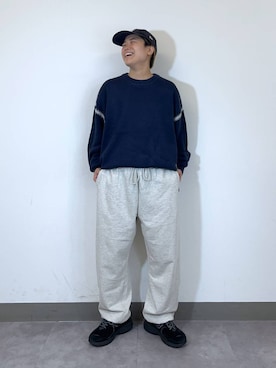 「高見え」｜「アイテム（スウェットパンツ）」を使った、shuさん（メンズ・159cm）の秋コーディネート