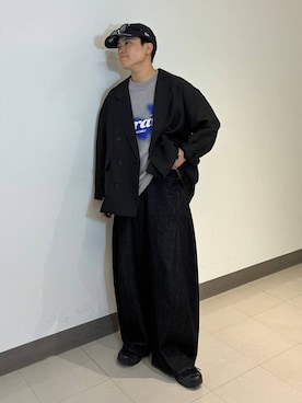 「RAGEBLUE（レイジブルー）のボスリントンサングラス（サングラス、ブラック系）」を使った、shuさん（メンズ・159cm）の夏コーディネート