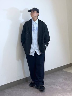 「高見え」｜「アイテム（スウェットパンツ）」を使った、shuさん（メンズ・159cm）の冬コーディネート