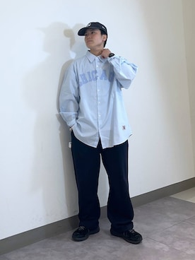 「高見え」｜「アイテム（スウェットパンツ）」を使った、shuさん（メンズ・159cm）の冬コーディネート