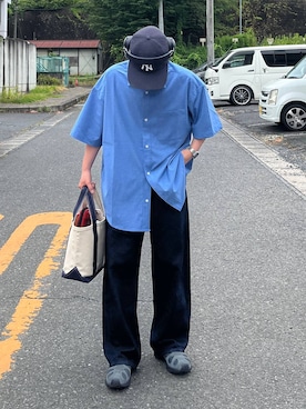 「RAGEBLUE（レイジブルー）のアイテム（トップス）」を使った、shuさん（メンズ・159cm）の夏コーディネート