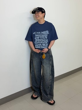 「RAGEBLUE（レイジブルー）のウェリントンメガネ（サングラス、ブラック系）」を使った、shuさん（メンズ・159cm）の春コーディネート