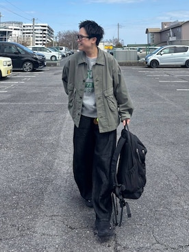 「RAGEBLUE（レイジブルー）の＜DISCUS/ディスカス＞カレッジBIGショートTシャツ（Tシャツ/カットソー、グレー系）」を使った、shuさん（メンズ・159cm）の春コーディネート