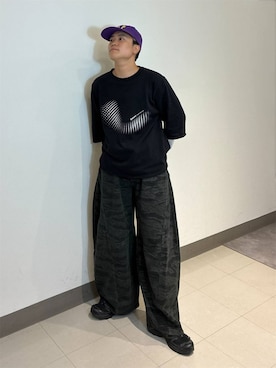 「RAGEBLUE（レイジブルー）のGRAPHIC LAYERED LONG TEE/グラフィックレイヤードロンＴ（Tシャツ/カットソー、ブラック系）」を使った、shuさん（メンズ・159cm）の秋コーディネート