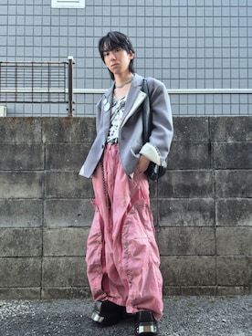 「アイテム（バッジ）」を使った、kireiraさん（メンズ・167cm）の夏コーディネート