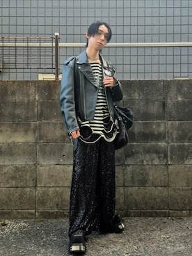 「アイテム（ウォレットチェーン）」を使った、kireiraさん（メンズ・167cm）の秋コーディネート