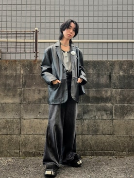 「アイテム（バッジ）」を使った、kireiraさん（メンズ・167cm）の秋コーディネート