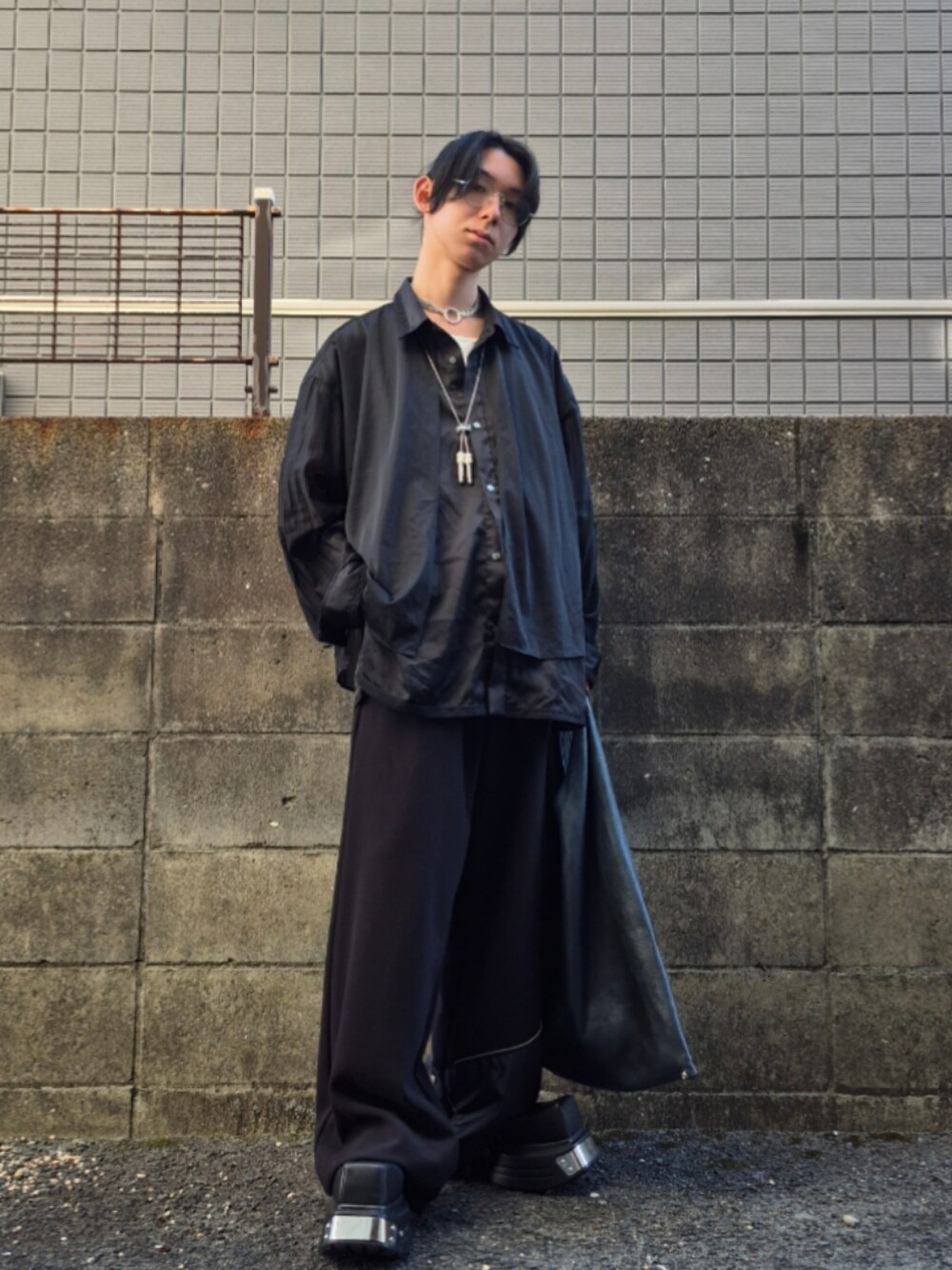 GRANCY】リバース レイヤードデザイン スラックス Mサイズ ブラック