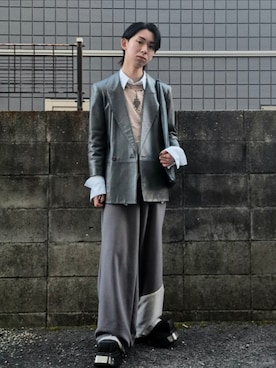 「アイテム（ウォレットチェーン）」を使った、kireiraさん（メンズ・167cm）の冬コーディネート