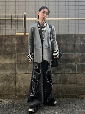 「アイテム（ウォレットチェーン）」を使った、kireiraさん（メンズ・167cm）の冬コーディネート