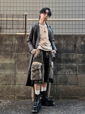 「アイテム（ウォレットチェーン）」を使った、kireiraさん（メンズ・167cm）の冬コーディネート