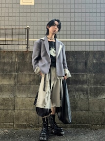 GRANCY シャーリングデザインラインストーングラフィックノースリーブT 4 GRANCY（グランシー）の「【GRANCY】Shirring Design Rhinestone