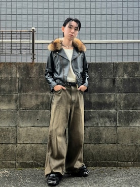 「アイテム（ウォレットチェーン）」を使った、kireiraさん（メンズ・167cm）の秋コーディネート