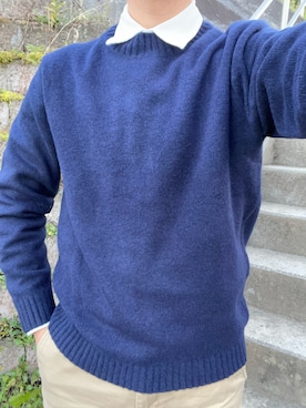 「LACOSTE（ラコステ）のアイテム（チノパンツ）」を使った、GHINJINHOさん（メンズ・180cm）の冬コーディネート