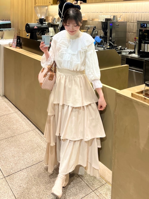 セール】大人なシアー魅せ。2wayラッフルフリルビッグカラー