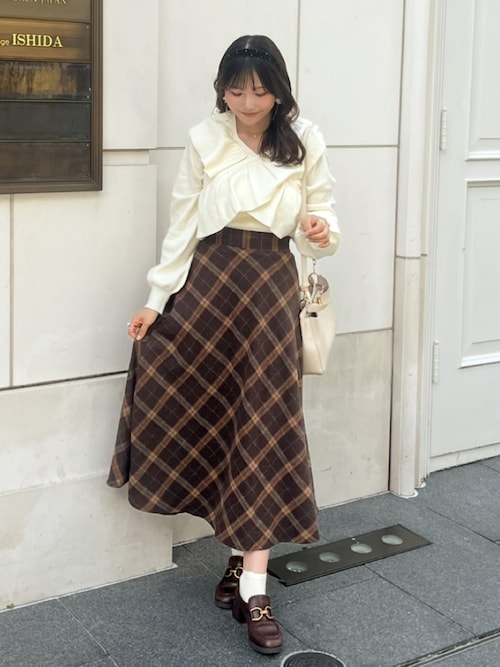 レディース 秋冬チェック柄フレアスカート（スカート）｜DAY