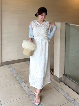 「merrylatte（メリーラテ）の4wayワンピース浴衣と帯(兵児帯)の2点セット！ 着付け不要　しわ兵児帯付き（浴衣、ブルー系）」を使った、れいぴ🐥🍨さん（レディース・158cm）の夏コーディネート