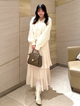 「アイテム（セットアップ、ホワイト系）」を使った、れいぴ🐥🍨さん（レディース・158cm）の冬コーディネート