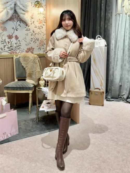 セール】オフショル風スクエアネックミニニットワンピ（ワンピース