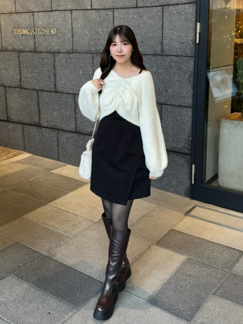 セール】フロントギャザーシャギーニット＋ミニキャミワンピース