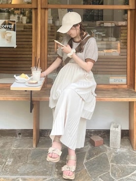 「VIVIAN（ヴィヴィアン）の厚底リボンダッドスポーツサンダル（サンダル）」を使った、れいぴ🐥🍨さん（レディース・158cm・10代）の夏コーディネート
