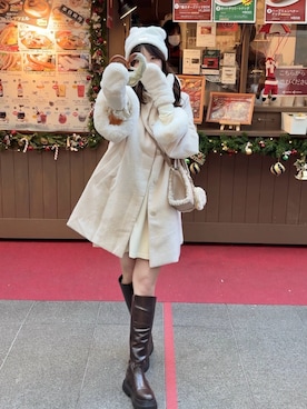 「アイテム（ボストンバッグ）」を使った、れいぴ🐥🍨さん（レディース・158cm・20代）の冬コーディネート