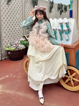 「EVOL（イーボル）の【ふかふか・クッション入り】ポインテッド2cmリボンパンプス JA5956（パンプス、その他）」を使った、れいぴ🐥🍨さん（レディース・158cm）の春コーディネート