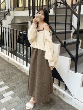 「アイテム（カーディガン/ボレロ、ホワイト系）」を使った、れいぴ🐥🍨さん（レディース・158cm）の秋コーディネート