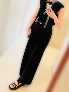 「黒」｜「アイテム（パンツ）」を使った、chiiさん（レディース・163cm）の秋コーディネート