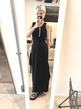 「黒」｜「アイテム（タンクトップ）」を使った、chiiさん（レディース・163cm）の秋コーディネート