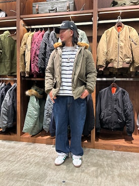 「AVIREX（アヴィレックス）のアイテム（キャップ）」を使った、はるとさん（メンズ・174cm）の冬コーディネート