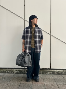「AVIREX（アヴィレックス）のアイテム（トップス）」を使った、はるとさん（メンズ・174cm）の夏コーディネート