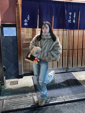 「アイテム（その他アウター、ベージュ系）」を使った、𝑦𝑢𝑘𝑎 🦁さん（レディース・149cm）の冬コーディネート