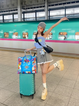 「GYDA（ジェイダ）のGYDA ニットベアトップス（ニット/セーター）」を使った、𝑦𝑢𝑘𝑎 🦁さん（レディース・149cm）の夏コーディネート