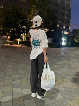 「アイテム（スウェットパンツ）」を使った、𝑦𝑢𝑘𝑎 🦁さん（レディース・149cm）の夏コーディネート