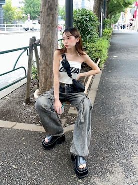 「ベアトップ」｜𝑦𝑢𝑘𝑎 🦁さん（レディース・149cm）の夏コーディネート