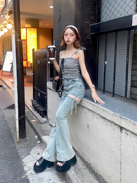 「アイテム（キャミソール）」を使った、𝑦𝑢𝑘𝑎 🦁さん（レディース・149cm）の夏コーディネート