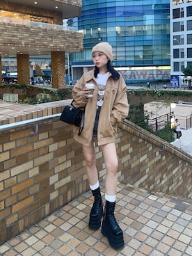 「アイテム（デニムスカート）」を使った、𝑦𝑢𝑘𝑎 🦁さん（レディース・149cm）の秋コーディネート