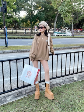 「EMODA（エモダ）のアイテム」を使った、𝑦𝑢𝑘𝑎 🦁さん（レディース・149cm）の秋コーディネート