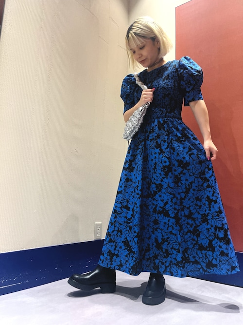 コバルトフローラル ワンピースショートスリーブ（ワンピース